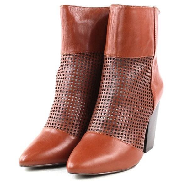 Kelsi Dagger Shoes - Kelsi Dagger Brooklyn Women's brown Zidane Perforated leather heel Boots size 10